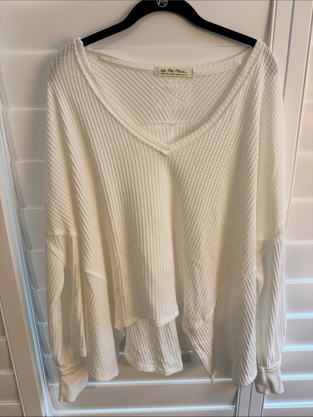 We The Free Cream Waffle V-Neck Pullover